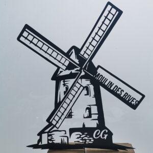 Moulin personnalisé en zinc noir fait main avec une scie à chantourner une création de daniel décoration zinc