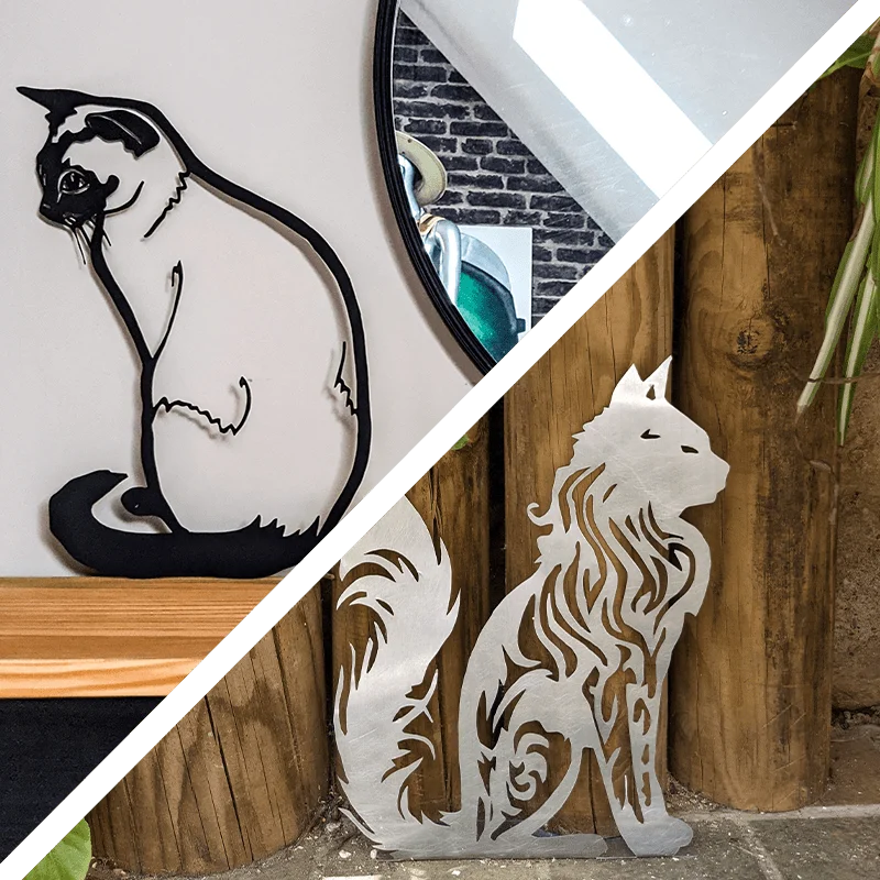 decoration zinc chat animal intérieur extérieur